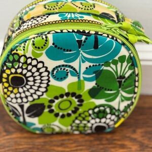 Brand New Vera Bradley Limes Up Floral Pattern Round Cosmetic Hat Box Case.
